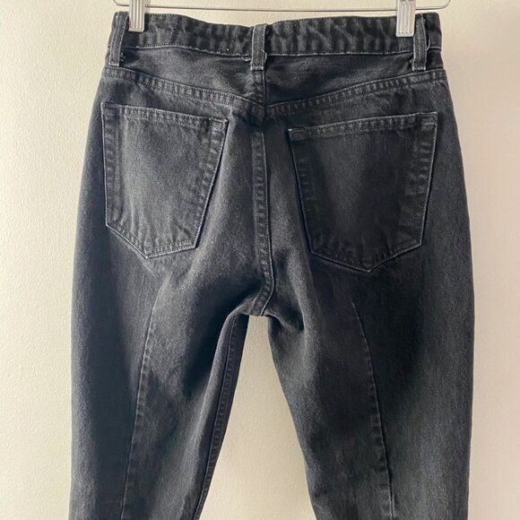 Reformation Denim Skinny French High Rise Button Fly Charcoal Black in Thames 26 - Picture 5 of 11